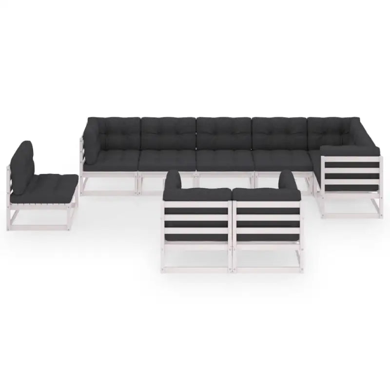 Tuinset van massief grenenhout met rug- en zijkussens voor ontspanning - Tuinsets
