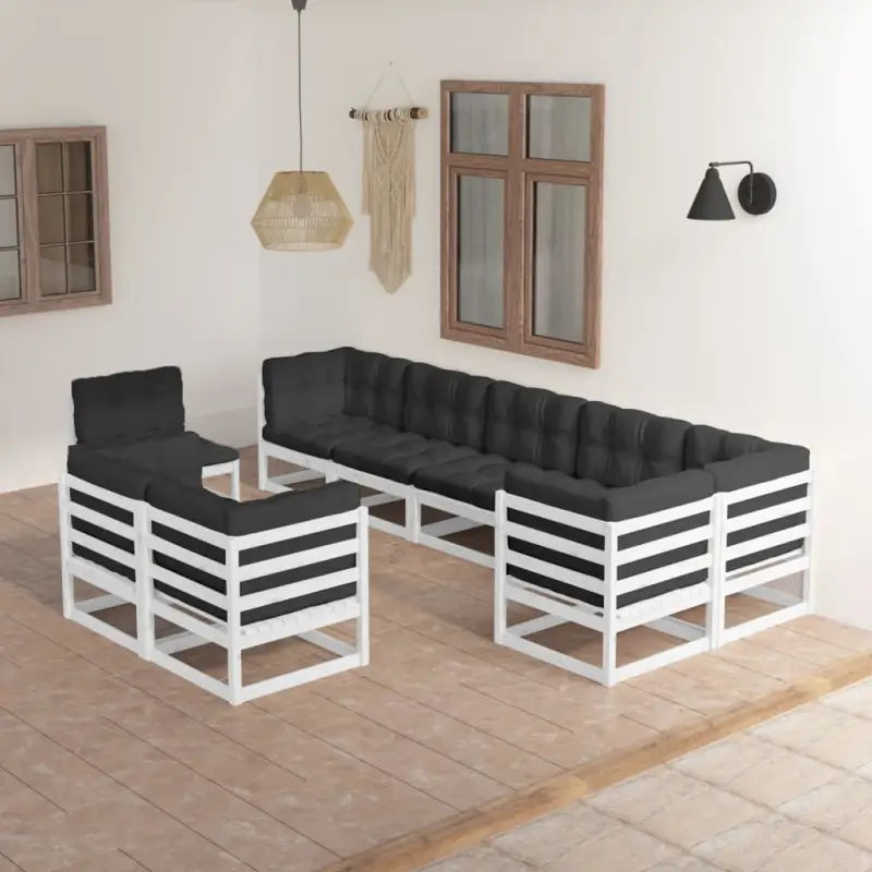 Tuinset van massief grenenhout met rug- en zijkussens voor ontspanning - Tuinsets