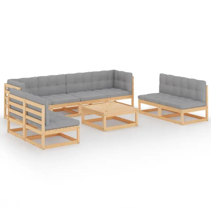 Tuinset van massief grenenhout met rug- en zijkussens voor ontspanning - Tuinsets