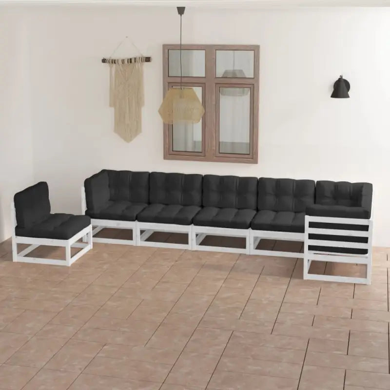 Tuinset van massief grenenhout met rug- en zijkussens voor ontspanning - Wit / Ja - Tuinsets
