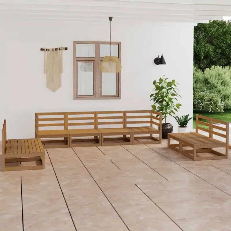 Tuinset van massief grenenhout met rug- en zijkussens voor ontspanning - Honingbruin / Nee - Tuinsets