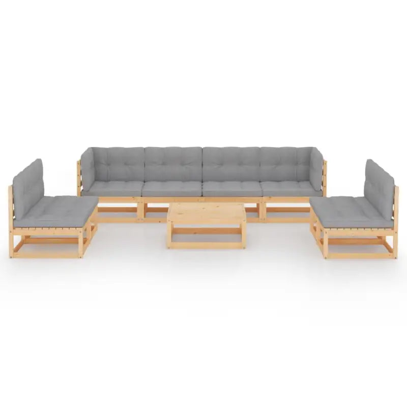 Tuinset van massief grenenhout met rug- en zijkussens voor ontspanning - Tuinsets