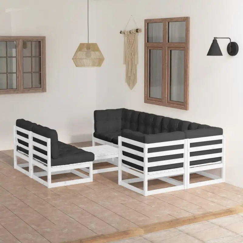 Tuinset van massief grenenhout met rug- en zijkussens voor comfort - Tuinsets