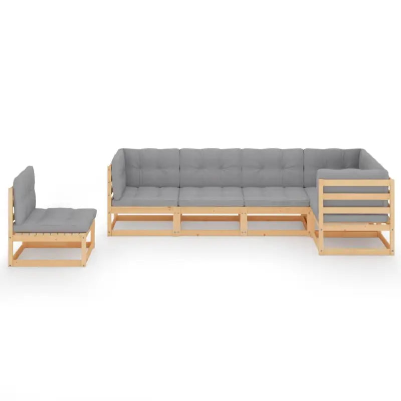 Tuinset van massief grenenhout met rug- en zijkussens voor comfort - Tuinsets