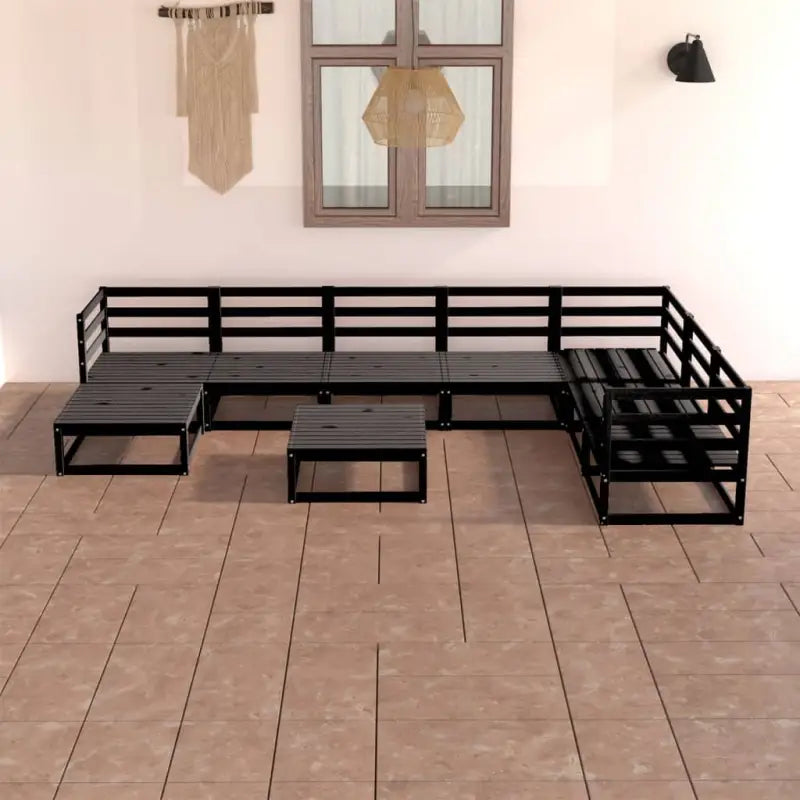 Tuinset van massief grenenhout met rug- en zijkussens voor comfort - Zwart / Nee - Tuinsets