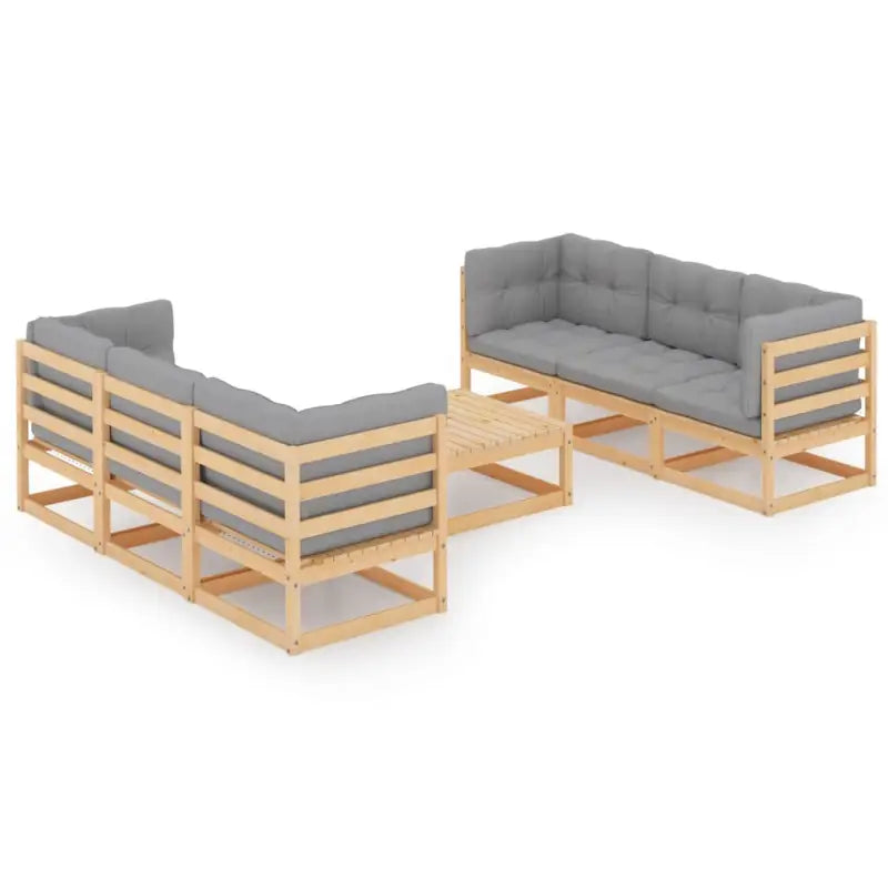 Tuinset van massief grenenhout met rug- en zijkussens voor comfort - Naturel / Ja - Tuinsets