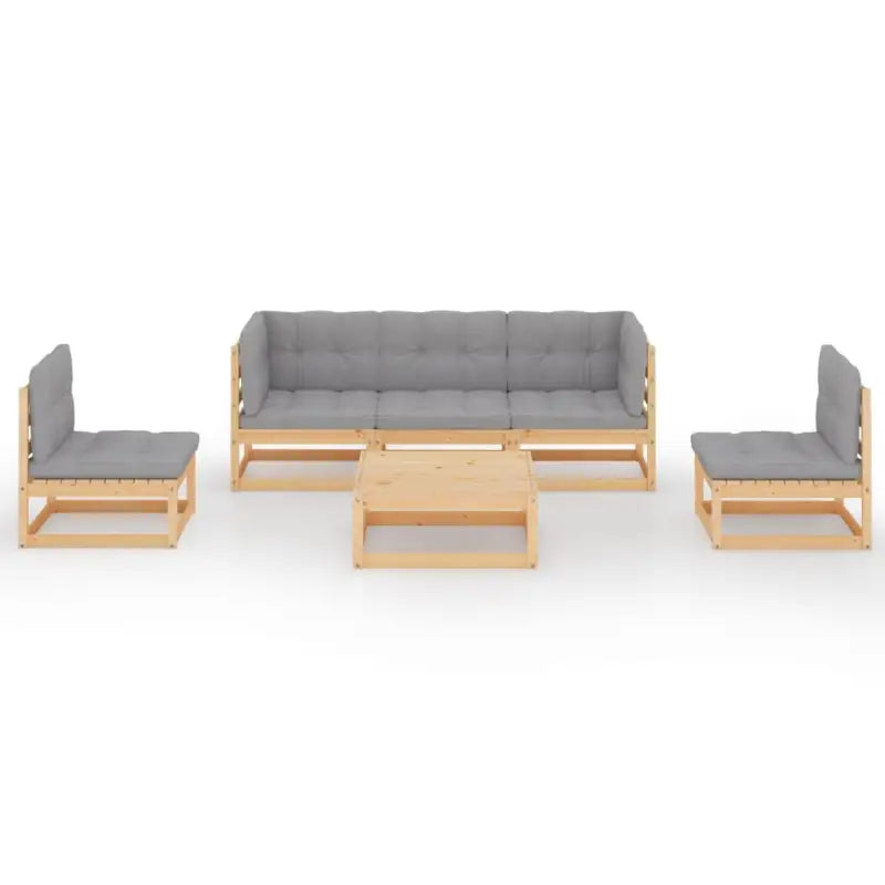Tuinset van massief grenenhout met rug- en zijkussens voor comfort - Tuinsets