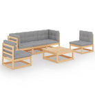 Tuinset van massief grenenhout met rug- en zijkussens voor comfort - Tuinsets