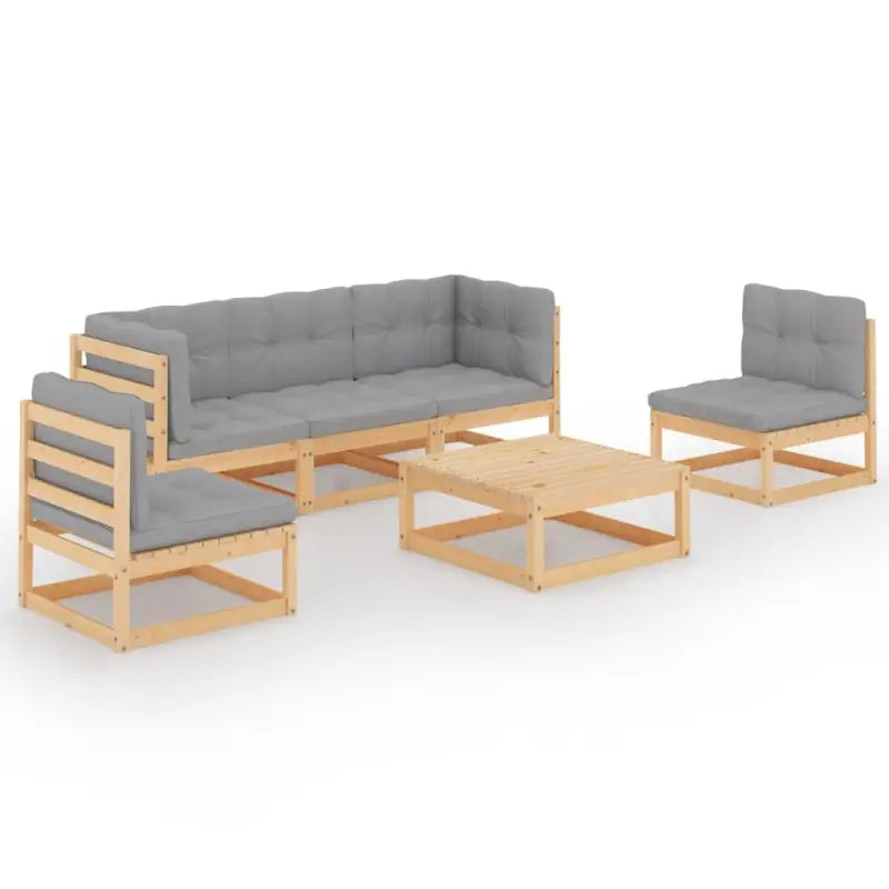 Tuinset van massief grenenhout met rug- en zijkussens voor comfort - Tuinsets