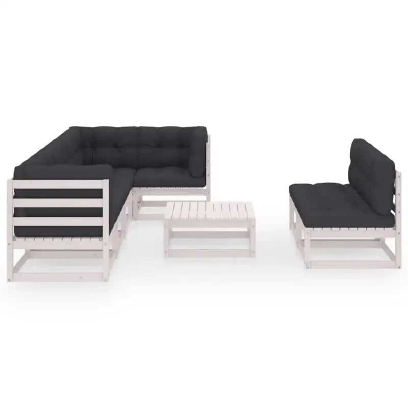 Tuinset van massief grenenhout met rug- en zijkussens voor comfort - Tuinsets