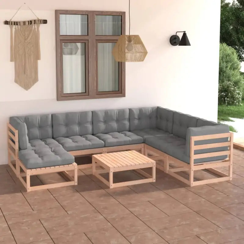 Tuinset van massief grenenhout met rug- en zijkussens voor comfort - Tuinsets