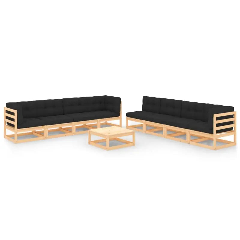 Tuinset van massief grenenhout met rug en zijkussens voor optimaal comfort - Naturel en antraciet / Ja - Tuinsets
