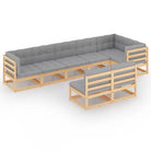 Tuinset van massief grenenhout met rug- zijkussen voor comfort - Tuinsets