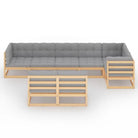 Tuinset van massief grenenhout met rug- zijkussen voor comfort - Tuinsets