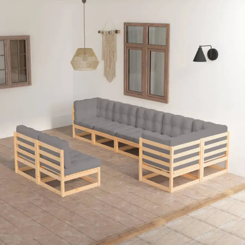 Tuinset van massief grenenhout met rug- zijkussen voor comfort - Naturel / Ja - Tuinsets