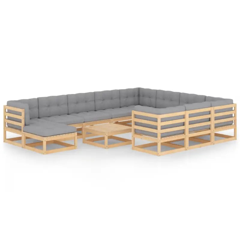 Tuinset van massief grenenhout met tafel en voetenbank voor ontspanning - Naturel / Ja - Tuinsets