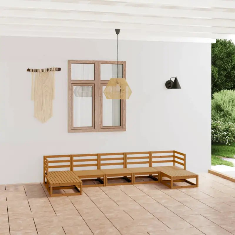 Tuinset van massief grenenhout met tafel en voetenbank voor ontspanning - Tuinsets