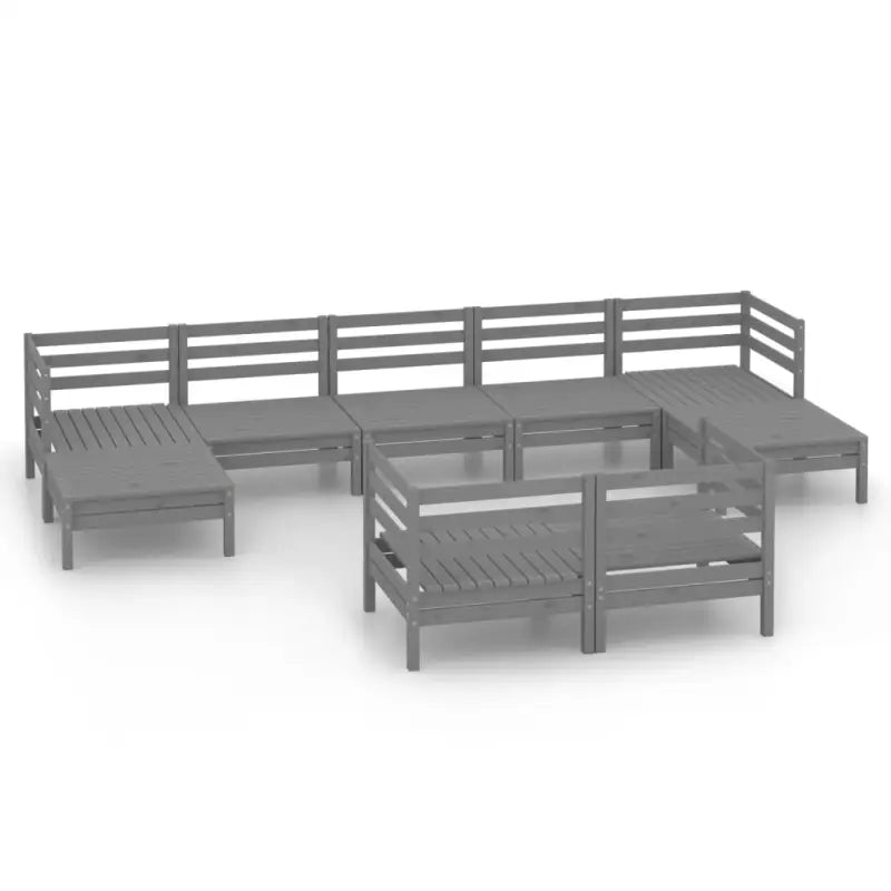 Tuinset van massief grenenhout met tafel en voetenbank voor buitenplezier - Grijs - Tuinsets