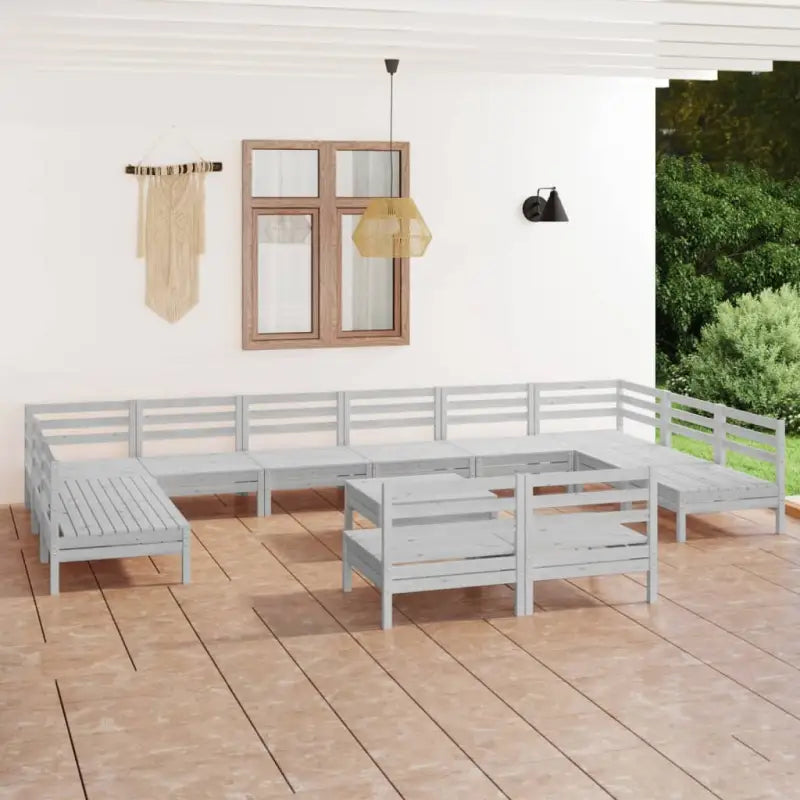 Tuinset van massief grenenhout met tafel en voetenbank voor ontspanning - Tuinsets