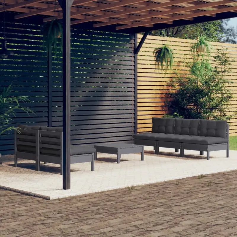 Tuinset van massief grenenhout met voetenbank en tafel voor ontspannen tuinmomenten - Tuinsets