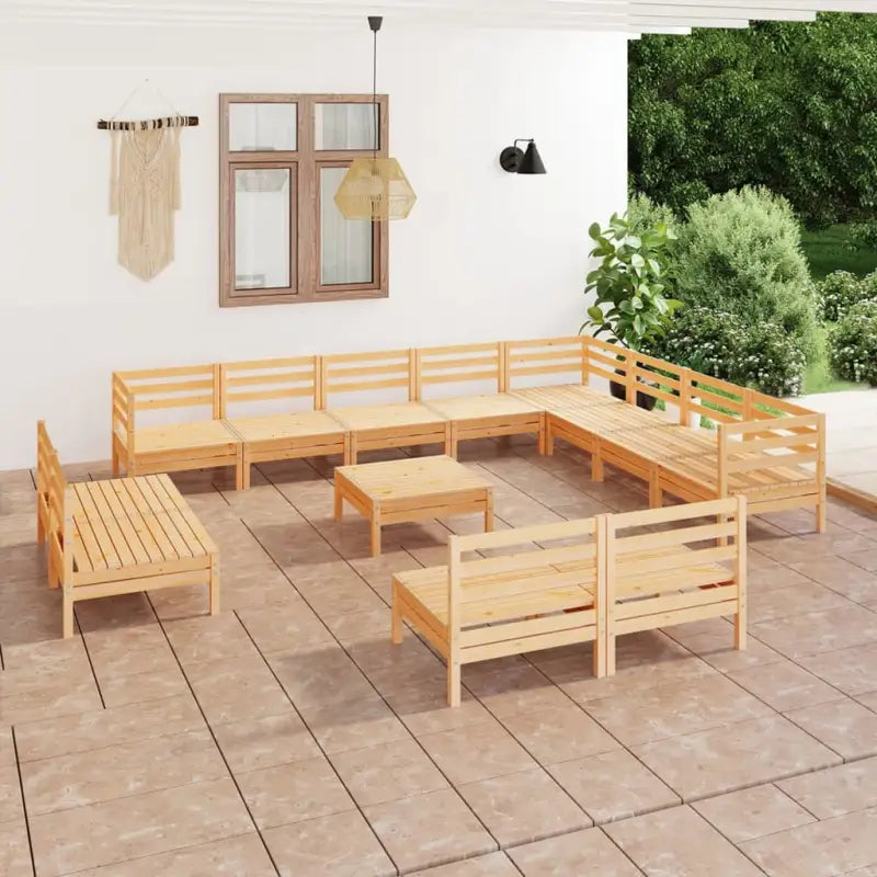 Tuinset van massief grenenhout met voetenbank en tafel voor ontspanning - Naturel - Tuinsets