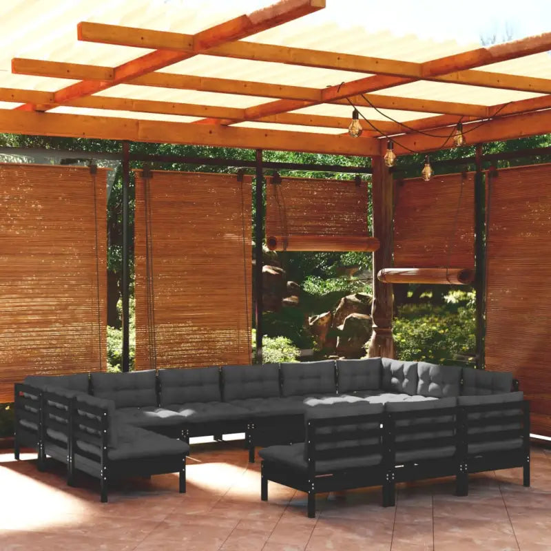 Tuinset van massief grenenhout met voetenbank en tafel voor ontspanning - Tuinsets