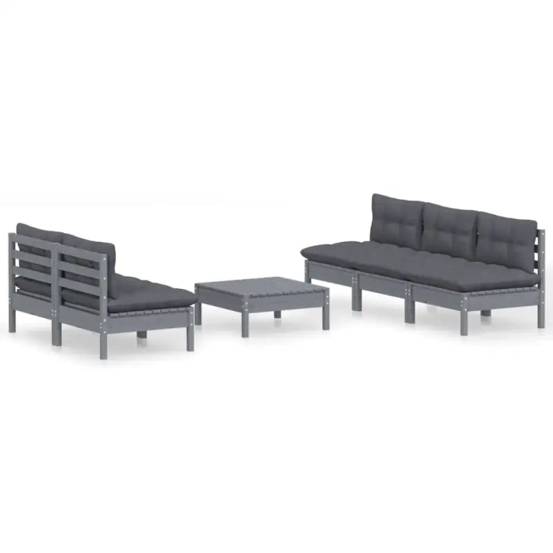 Tuinset van massief grenenhout met voetenbank en tafel voor ontspannen tuinmomenten - Tuinsets