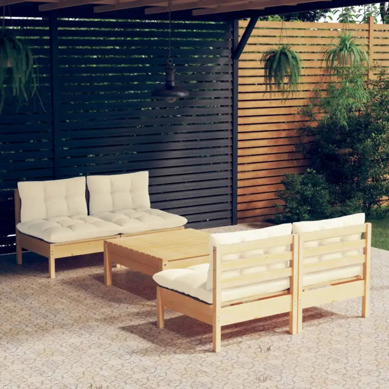 Tuinset van massief grenenhout met voetenbank en tafel voor ontspanning - Tuinsets
