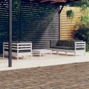 Tuinset van massief grenenhout met voetenbank tafel en rugzijkussens - Tuinsets