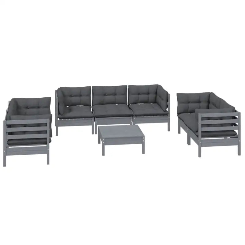Tuinset van massief grenenhout met voetenbank tafel voor gezellige buitenopvang - Grijs - Tuinsets