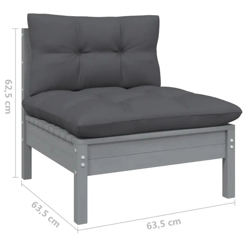 Tuinset van massief grenenhout met voetenbank tafel voor gezellige buitenopvang - Grijs - Tuinsets