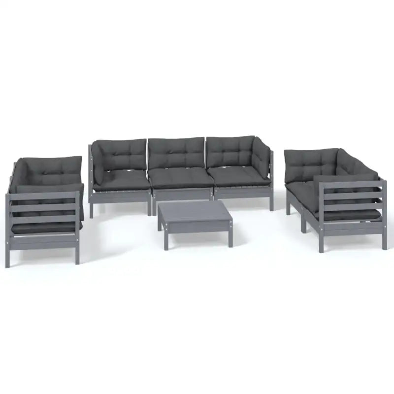 Tuinset van massief grenenhout met voetenbank tafel voor gezellige buitenopvang - Grijs - Tuinsets