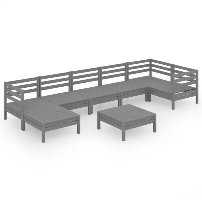 Tuinset van massief grenenhout met voetenbank tafel voor ontspanning - Grijs - Tuinsets