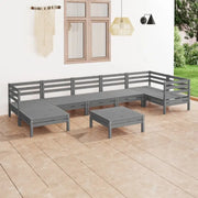 Tuinset van massief grenenhout met voetenbank tafel voor ontspanning - Grijs - Tuinsets