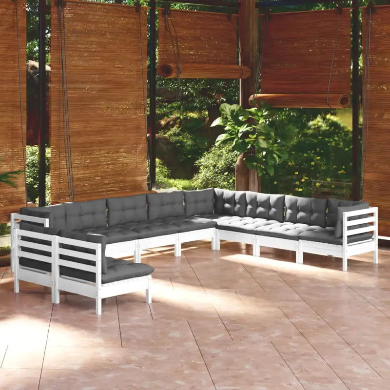 Tuinset van massief grenenhout voor buiten en ontspanning - Wit - Tuinsets