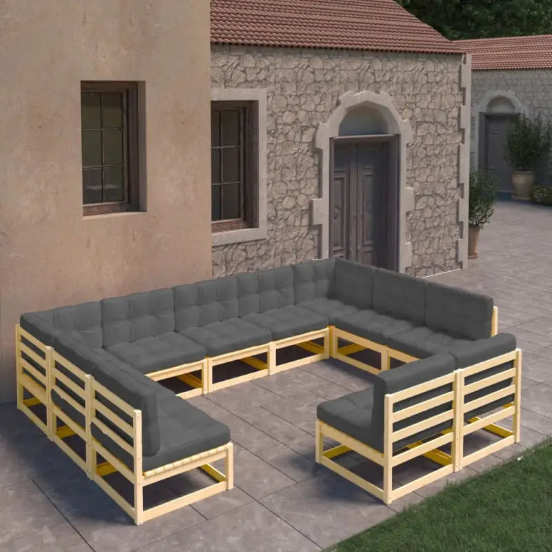 Tuinset van massief grenenhout voor buiten ontspannen en genieten - Naturel / Ja - Tuinsets