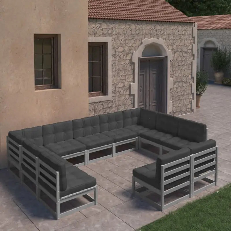 Tuinset van massief grenenhout voor buiten ontspannen en genieten - Grijs / Ja - Tuinsets