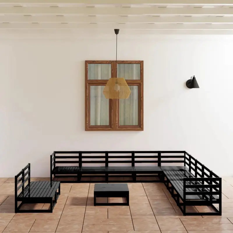 Tuinset van massief grenenhout voor comfortabel buiten genieten - Zwart / Nee - Tuinsets