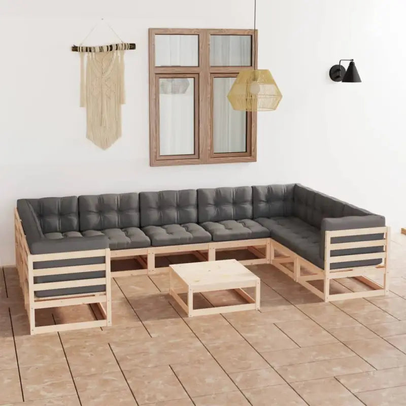 Tuinset van massief grenenhout voor comfortabele buitenmomenten - Tuinsets