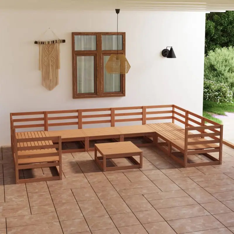 Tuinset van massief grenenhout voor comfortabele buitenmomenten - Honingbruin / Nee - Tuinsets