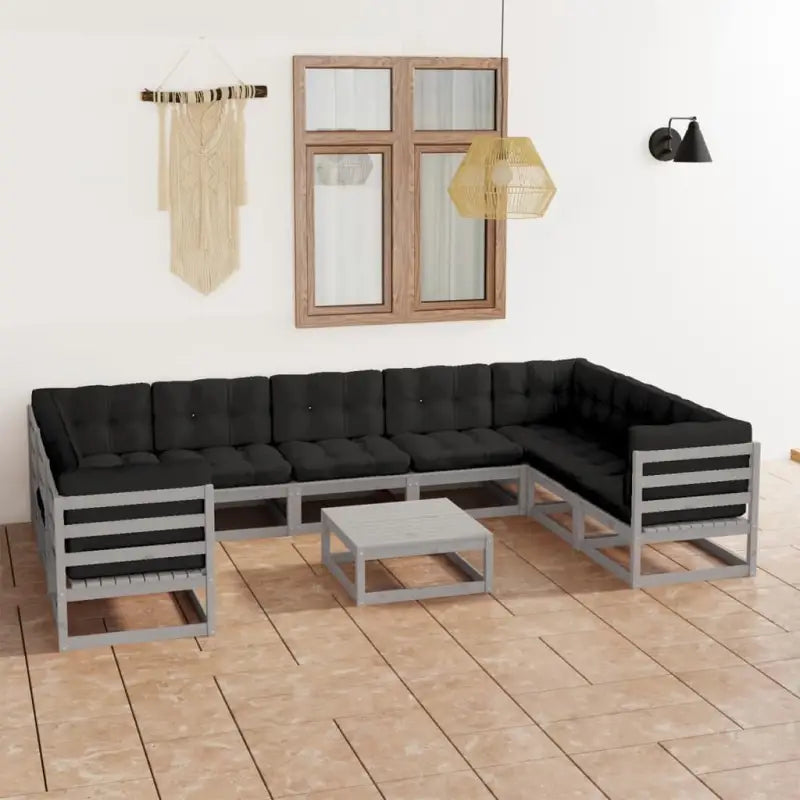 Tuinset van massief grenenhout voor comfortabele buitenmomenten - Grijs / Ja - Tuinsets