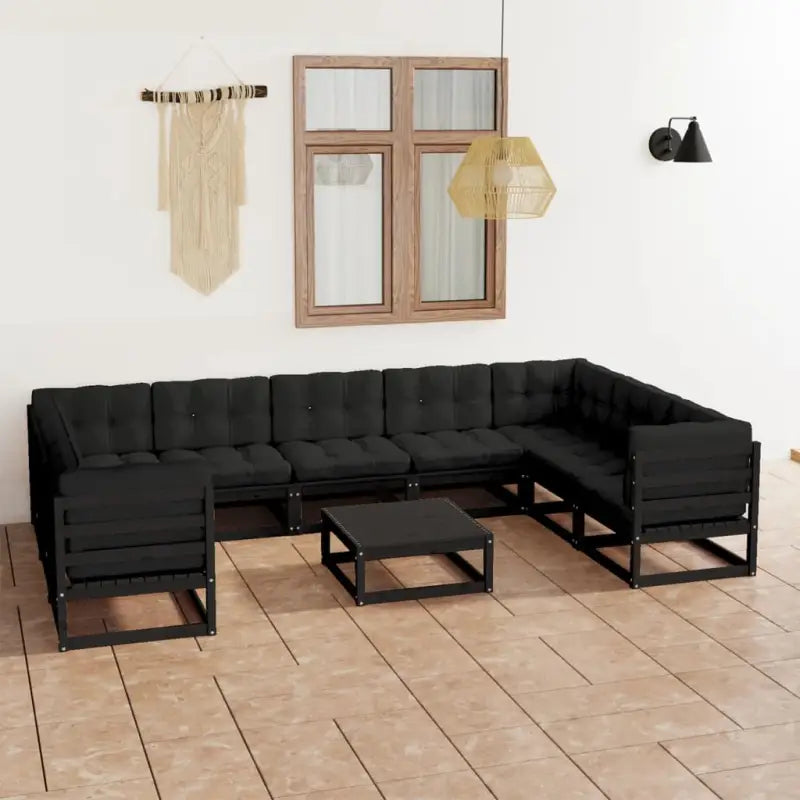 Tuinset van massief grenenhout voor comfortabele buitenmomenten - Zwart / Ja - Tuinsets