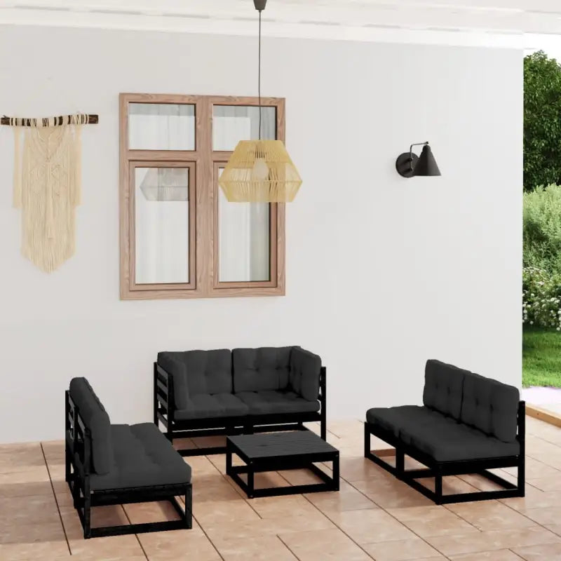 Tuinset van massief grenenhout voor comfortabele buitenplek - Zwart / Ja - Tuinsets