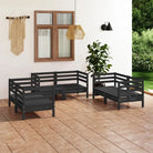 Tuinset van massief grenenhout voor comfortabele ontspanning - Zwart - Tuinsets
