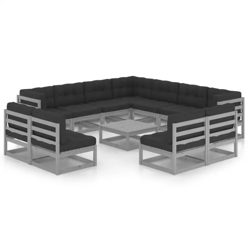 Tuinset van massief grenenhout voor gezellige buitenmomenten - Grijs / Ja - Tuinsets