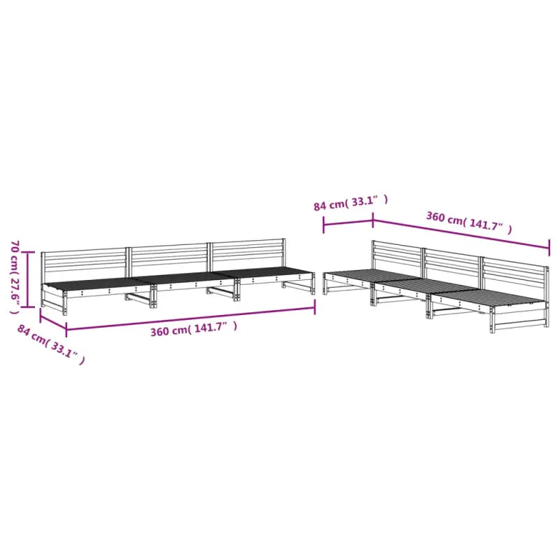 Tuinset van massief grenenhout voor gezellige tuin of terras bijeenkomsten - Tuinsets