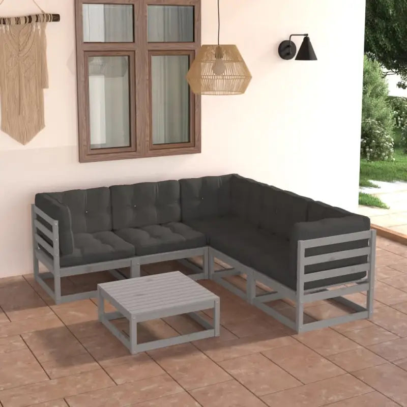 Tuinset van massief grenenhout voor ontspannen buiten genieten - Grijs / Ja - Tuinsets