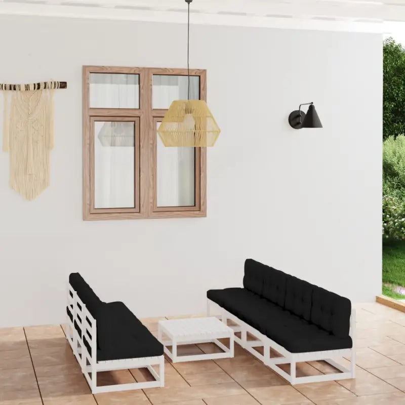 Tuinset van massief grenenhout voor ontspannen buiten genieten - Wit / Ja - Tuinsets