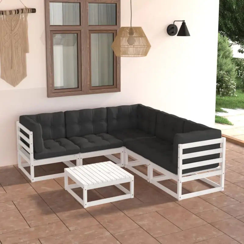Tuinset van massief grenenhout voor ontspannen buiten genieten - Wit / Ja - Tuinsets