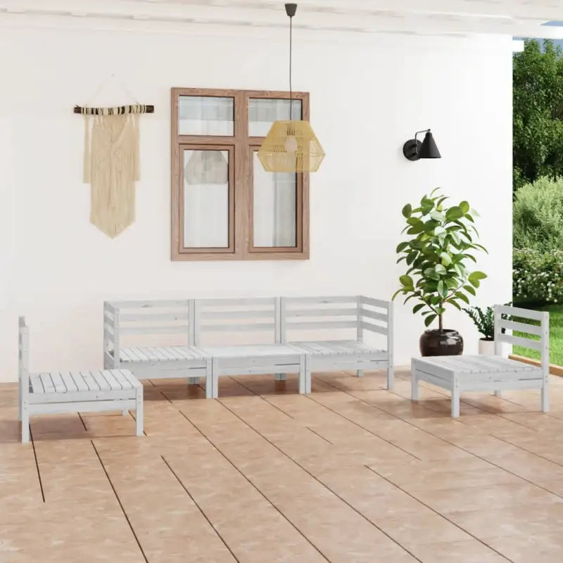 Tuinset van massief grenenhout voor ontspannen buiten genieten - Wit - Tuinsets
